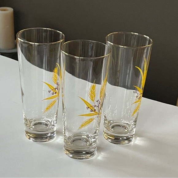 VTG 1950s Autumn Gold by Homer Laughlin for Century Service highball glasses s/3 - Picture 9 of 9